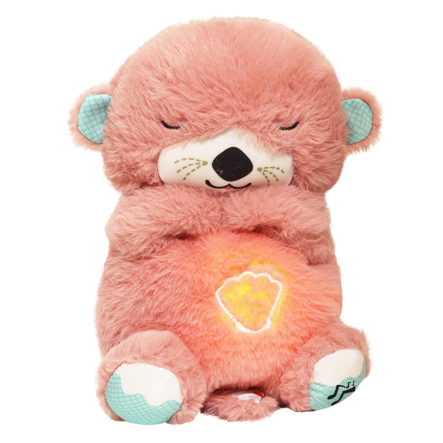 JABA'S Glowing Music Otter Education of Sound and Light Soothing Sound Sleep Otter Baby Put to Sleep Music Breathing Teddy Bear