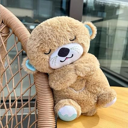 JABA'S Glowing Music Otter Education of Sound and Light Soothing Sound Sleep Otter Baby Put to Sleep Music Breathing Teddy Bear